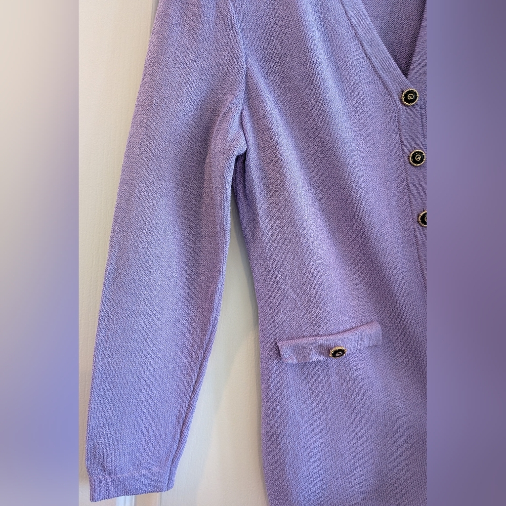 St John Collection Santana Knit Lavender Purple Cardigan Wool Blend Size 2 - Picture 6 of 13